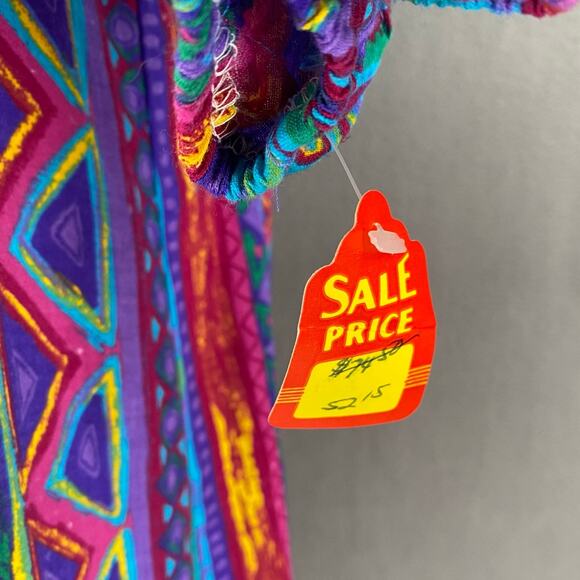 Vtg 80s 90s Two Potato Laguna Beach Artsy Midi Tiered Muumuu Dress XS Cotton NOS - Picture 16 of 16